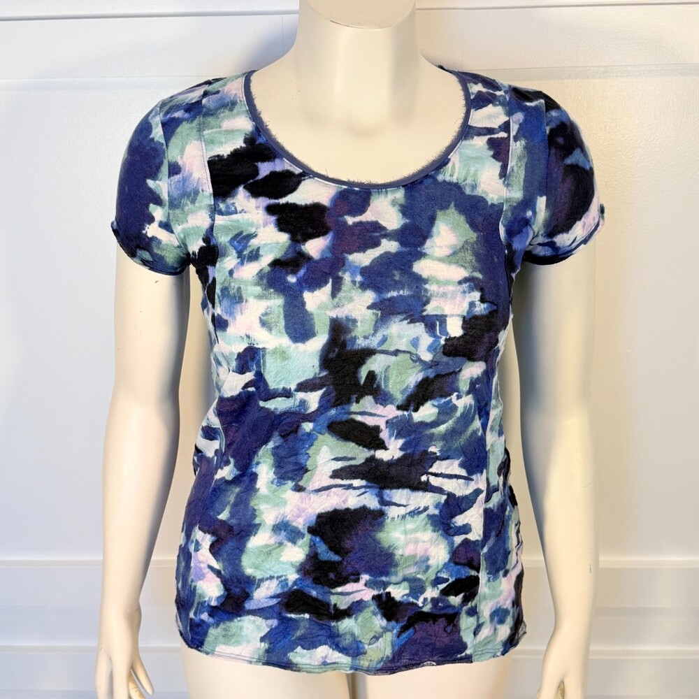Simply Vera Vera Wang Tee Shirt Womens S Abstract Watercolor Round Neck